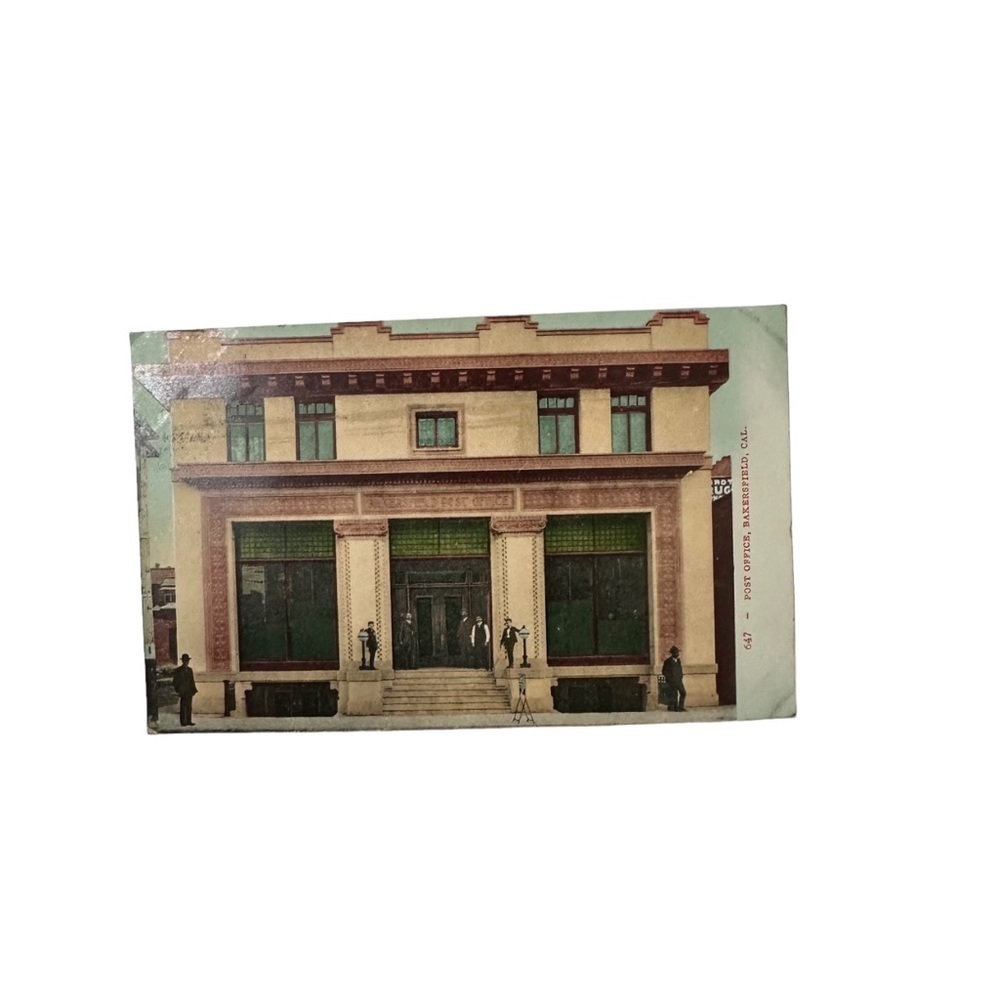 Vtg 1910 Postcard Post Office Building Bakersfield CA Posted Bakersville 1910